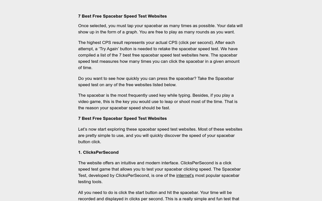 7 Best Free Spacebar Speed Test Websites